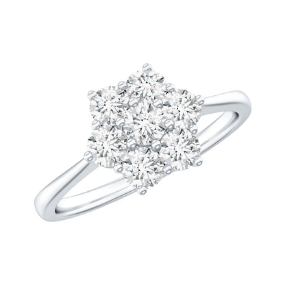 Natural Diamond Flower Cluster Engagement Ring for Women