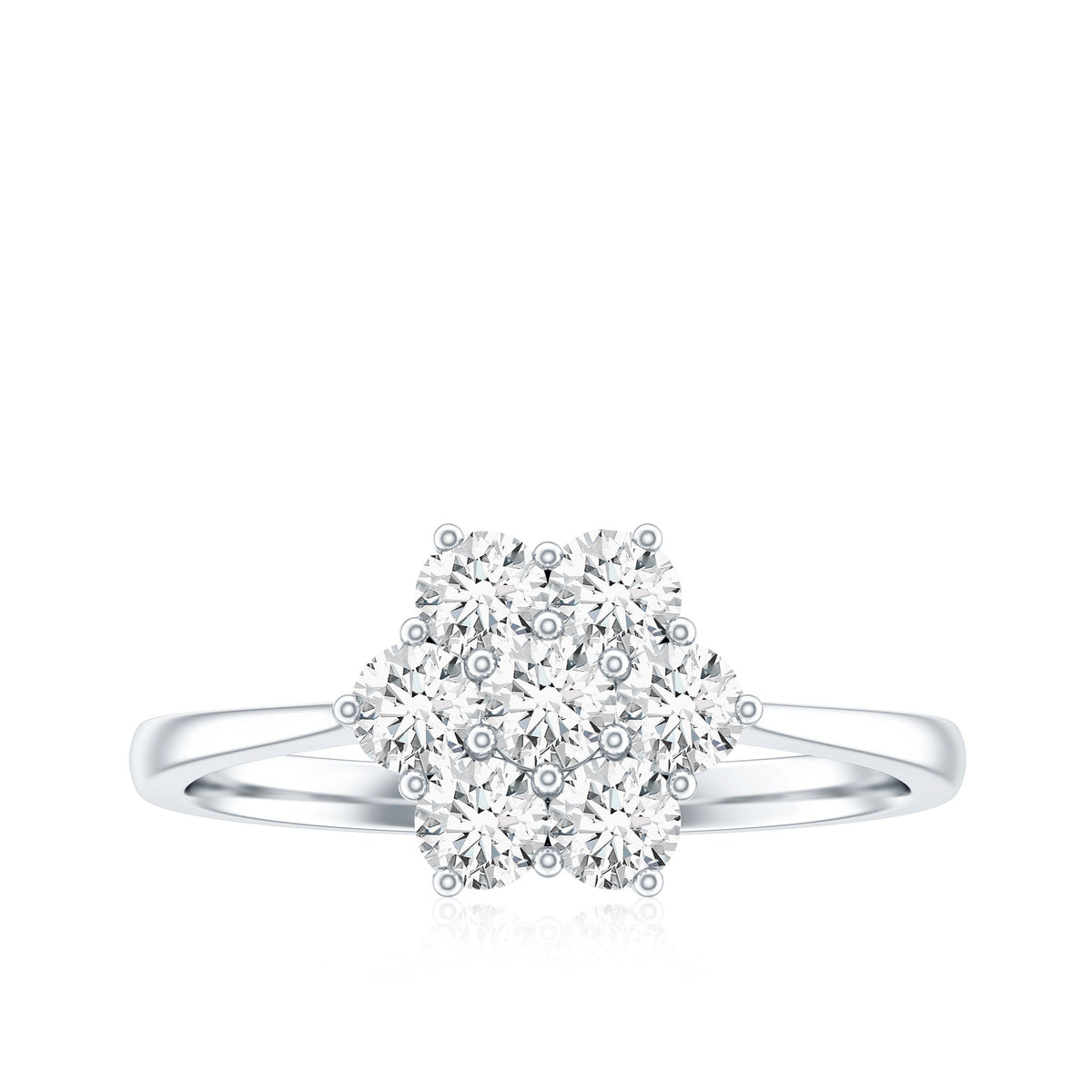 Round Shape Moissanite Cluster Flower Engagement Ring