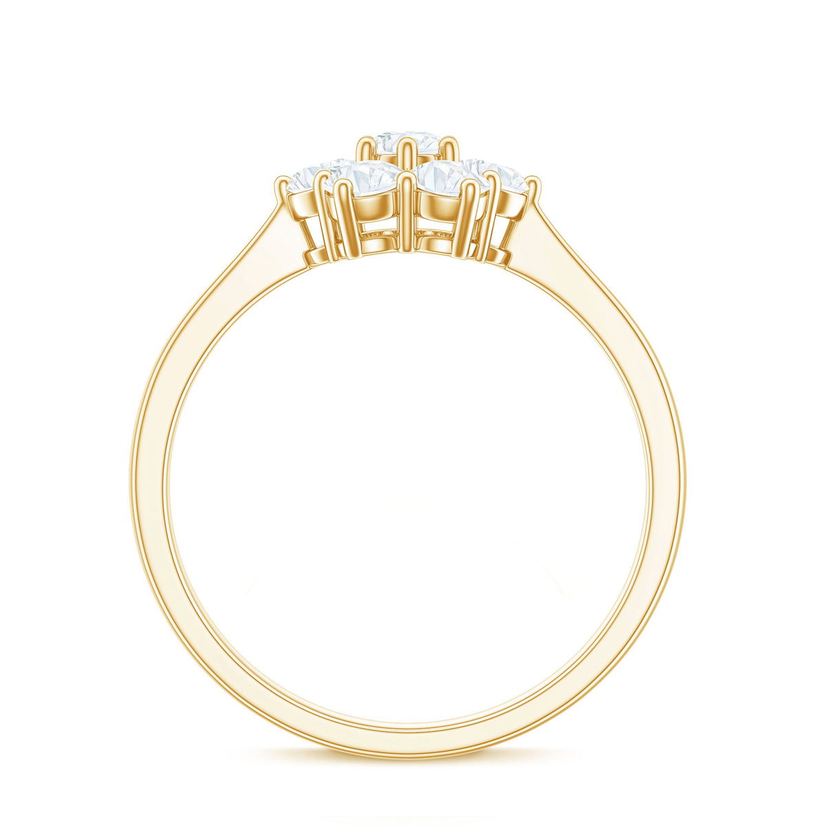 Round Shape Moissanite Cluster Flower Engagement Ring