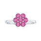 Round Shape Pink Tourmaline Flower Engagement Ring