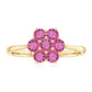 Round Shape Pink Tourmaline Flower Engagement Ring