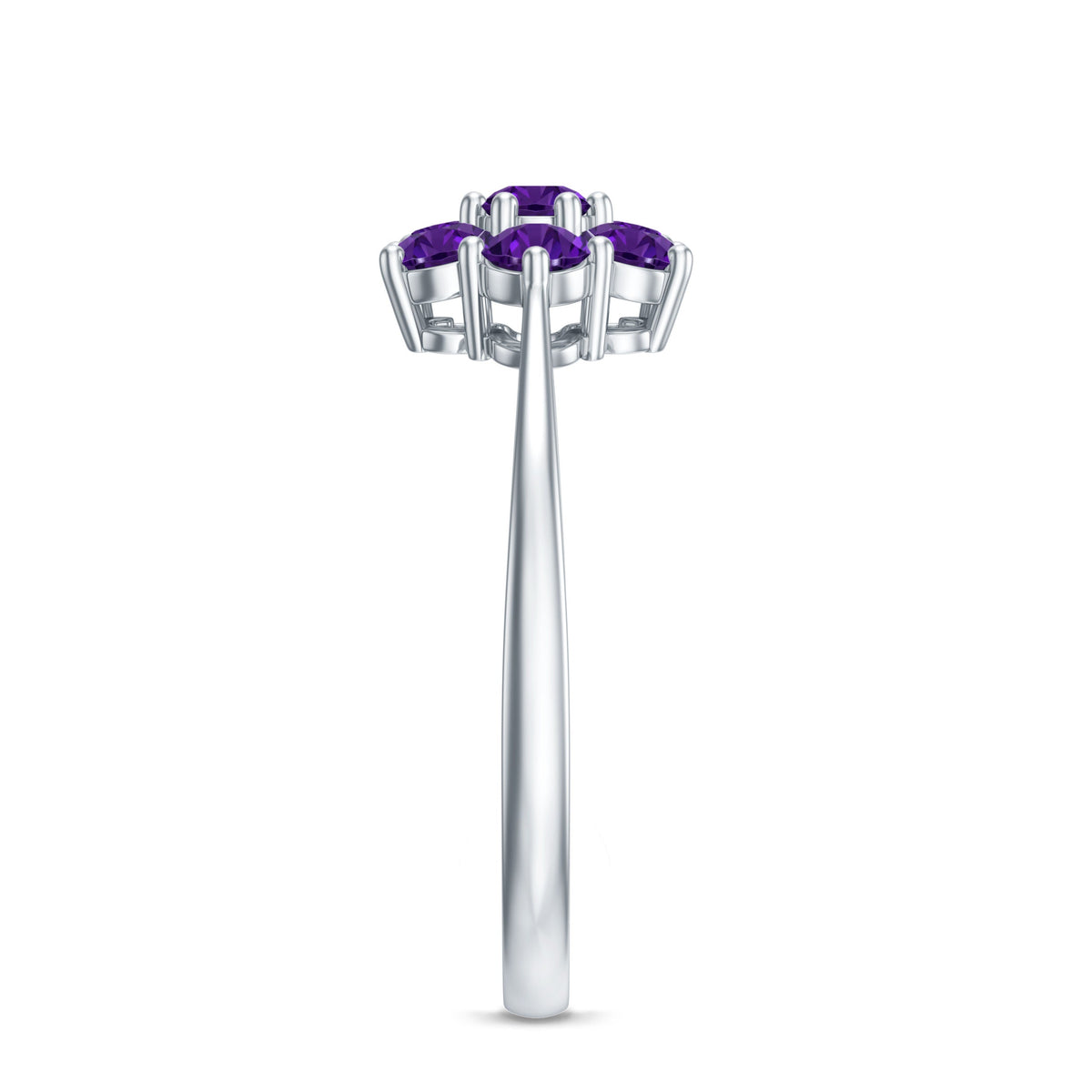 Round Shape Amethyst Cluster Flower Ring for Women