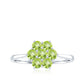 Natural Peridot Flower Cluster Engagement Ring