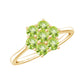 Natural Peridot Flower Cluster Engagement Ring
