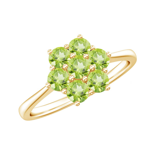 Anillo de compromiso con grupo de flores de peridoto natural