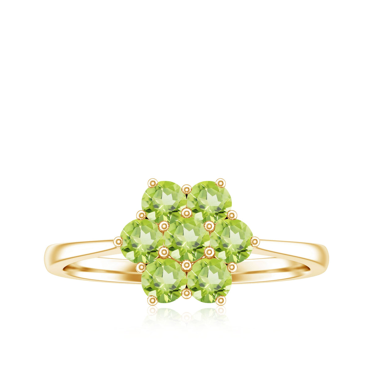 Natural Peridot Flower Cluster Engagement Ring