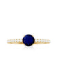 0.95 Carat Round Blue Sapphire Solitaire Ring with Diamond Side Stones