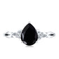Solitaire Pear Cut Black Onyx Engagement Ring with Celtic Band