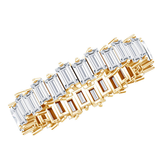 Anillo de boda eterno de moissanita con forma de baguette