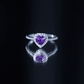Anillo de compromiso con amatista natural en forma de corazón de 0,9 quilates y halo de diamantes