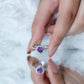 Anillo de compromiso con amatista natural en forma de corazón de 0,9 quilates y halo de diamantes