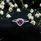 Anillo de compromiso con amatista natural en forma de corazón de 0,9 quilates y halo de diamantes