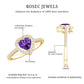 Anillo de compromiso con amatista natural en forma de corazón de 0,9 quilates y halo de diamantes