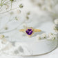 Anillo de compromiso con amatista natural en forma de corazón de 0,9 quilates y halo de diamantes