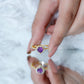 Anillo de compromiso con amatista natural en forma de corazón de 0,9 quilates y halo de diamantes