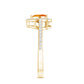 0.9 Carat Heart Shape Fire Opal Engagement Ring with Diamond Halo