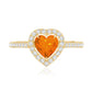 0.9 Carat Heart Shape Fire Opal Engagement Ring with Diamond Halo