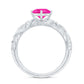 Lab Grown Pink Sapphire Antique Engagement Ring With Diamond