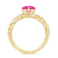 Lab Grown Pink Sapphire Antique Engagement Ring With Diamond