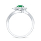 Certified Real Emerald Flower Engagement Ring with Diamond Bypass Shank