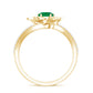 Certified Real Emerald Flower Engagement Ring with Diamond Bypass Shank