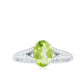 Natural 1 Carat Peridot Oval Engagement Ring with Diamond Split Shank