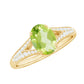Natural 1 Carat Peridot Oval Engagement Ring with Diamond Split Shank