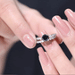 Round Cut Black Onyx and Diamond Stacking Wedding Ring Set