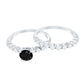 Round Cut Black Onyx and Diamond Stacking Wedding Ring Set