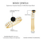 Round Cut Black Onyx and Diamond Stacking Wedding Ring Set