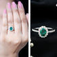 Certified 1.2 Carat Oval Lab Grown Emerald Halo Engagement Ring