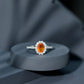 Orange Fire Opal Oval Shape Engagement Ring with Moissanite