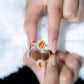 Orange Fire Opal Oval Shape Engagement Ring with Moissanite