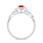 Real 0.45 Carat Fire Opal and Diamond Vintage Inspired Engagement Ring