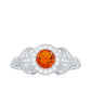 Real 0.45 Carat Fire Opal and Diamond Vintage Inspired Engagement Ring