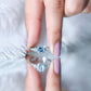 Anillo de compromiso de diamante y aguamarina auténtica con engaste biselado con certificado