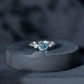 Anillo de compromiso de diamante y aguamarina auténtica con engaste biselado con certificado