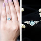 Anillo de compromiso de diamante y aguamarina auténtica con engaste biselado con certificado