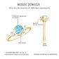 Anillo de compromiso de diamante y aguamarina auténtica con engaste biselado con certificado