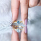 Anillo de compromiso de diamante y aguamarina auténtica con engaste biselado con certificado