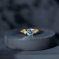 Anillo de compromiso de diamante y aguamarina auténtica con engaste biselado con certificado