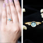 Anillo de compromiso de diamante y aguamarina auténtica con engaste biselado con certificado