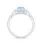 Certified 0.8 Carat Real Aquamarine Engagement Ring with Diamond Flower Halo