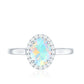 Natural Ethiopian Opal Oval Engagement Ring with Diamond Halo