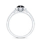 Minimal Black Spinel Minimal Engagement Ring with Diamond Halo