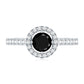 Minimal Black Spinel Minimal Engagement Ring with Diamond Halo