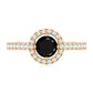 Minimal Black Spinel Minimal Engagement Ring with Diamond Halo