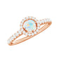 Anillo de compromiso de ópalo etíope natural con halo de diamantes