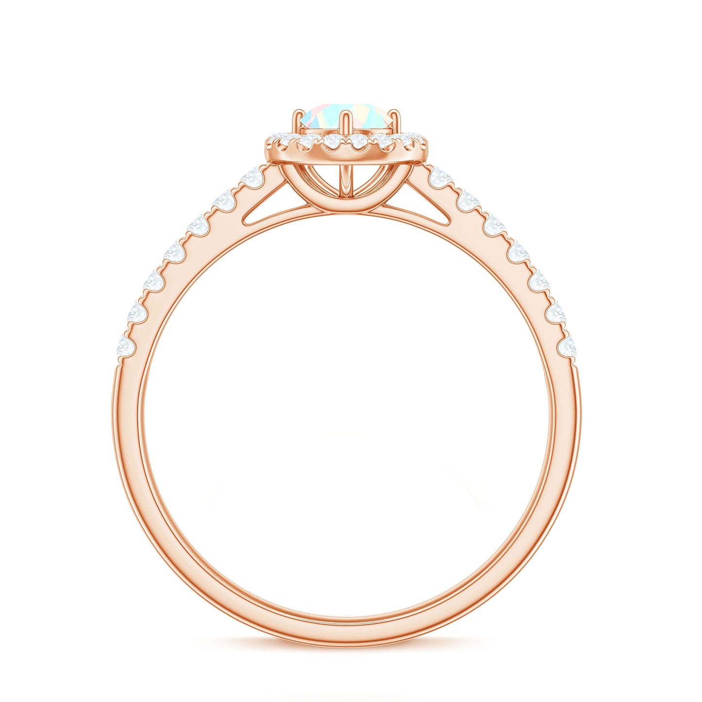 Anillo de compromiso de ópalo etíope natural con halo de diamantes