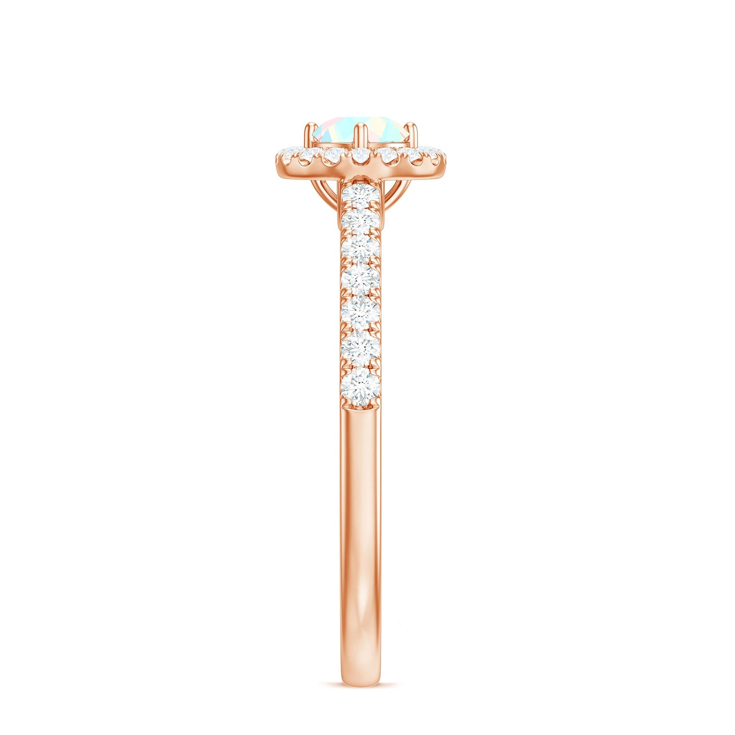 Anillo de compromiso de ópalo etíope natural con halo de diamantes